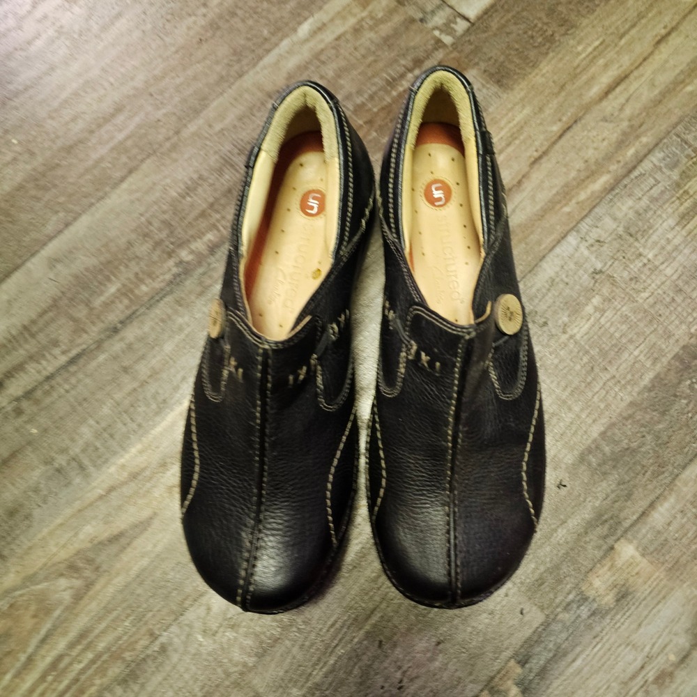 Clarks Unstructured Un.Loop Black Leather Slip On Loafers Womens 8M 85071